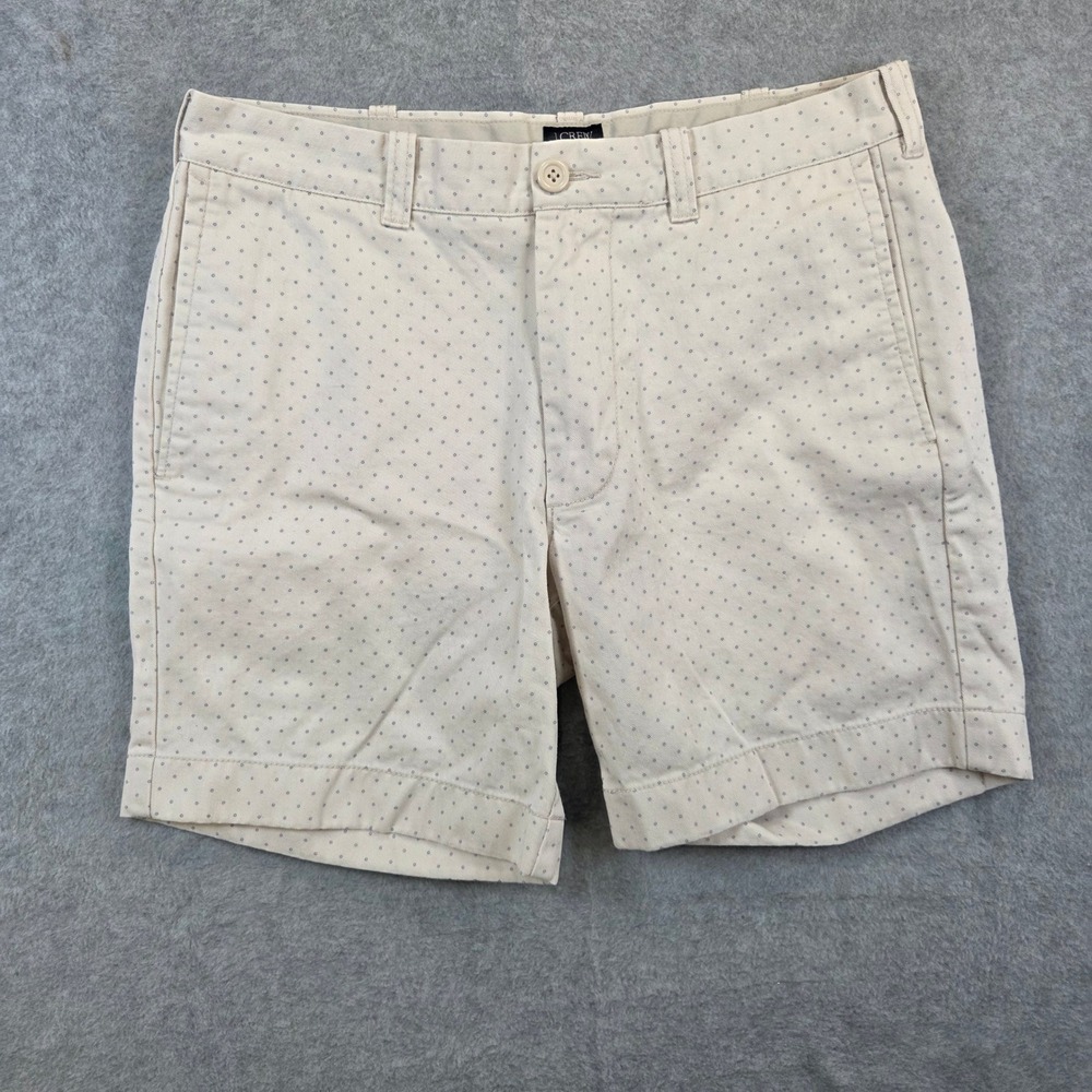 J.Crew Reade Shorts Mens 31 Cream Micro-Dot Pattern Cotton 5.5in Inseam